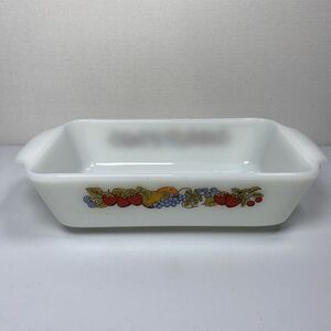VTG Anchor Hocking Fire King Vegetable Fruit Pattern 1‎ qt. Loaf/Casserole Dish